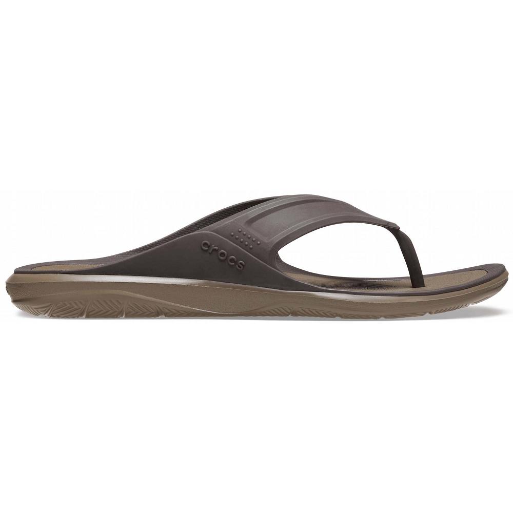 Khaki Men's Crocs Swiftwater™ Wave Flip Sandals | NZ 1208SGLO